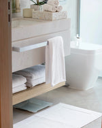 Retreat Complete Set white towels and bath mat in a bright bathroom